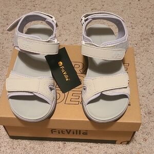 Women's Sandals - Cream and White